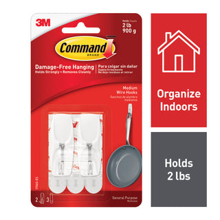 Command Medium Wire Hook 17065UKN, 2 Hooks, 3 Strips, 4 Assortment/Bag