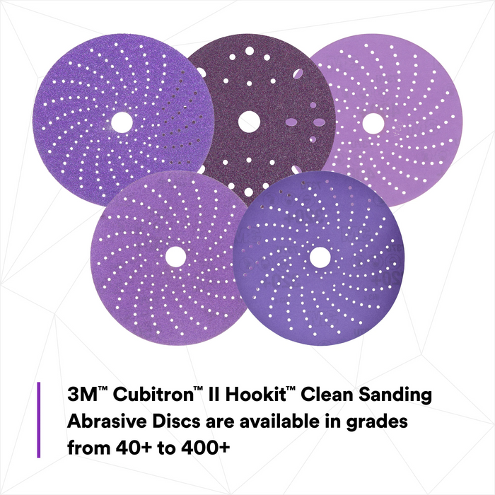 3M Cubitron II Hookit Clean Sanding Abrasive Disc, 31370, 6 in, 40+
grade