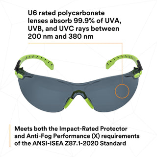 3M Solus 1000-Series Safety Glasses S1202SGAF, Green/Black