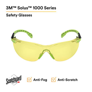 3M Solus 1000-Series Safety Glasses S1203SGAF, Green/Black