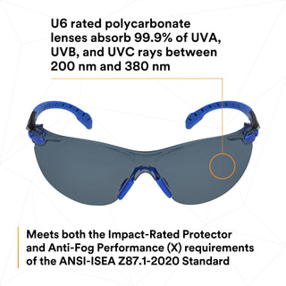 3M Solus 1000-Series Safety Glasses S1102SGAF, Black/Blue