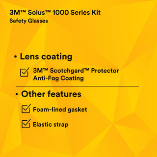 3M Solus Safety Glasses 1000-Series S1101SGAF-KT, Kit, Foam, Strap,
Black/Blue