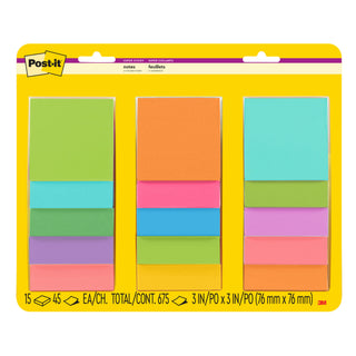 Post-it® Notes 654-15SSMULTI2, 3 in x 3 in (76 mm x 76 mm)