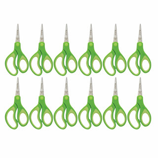 Scotch 12PK Kids Scissors 1442P-12, 5 inch, Green, Pointed