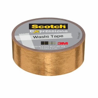 Scotch® Expressions Washi Tape C614-GLD, .59 in x 275 in (15 mm x 7 m)Gold Foil