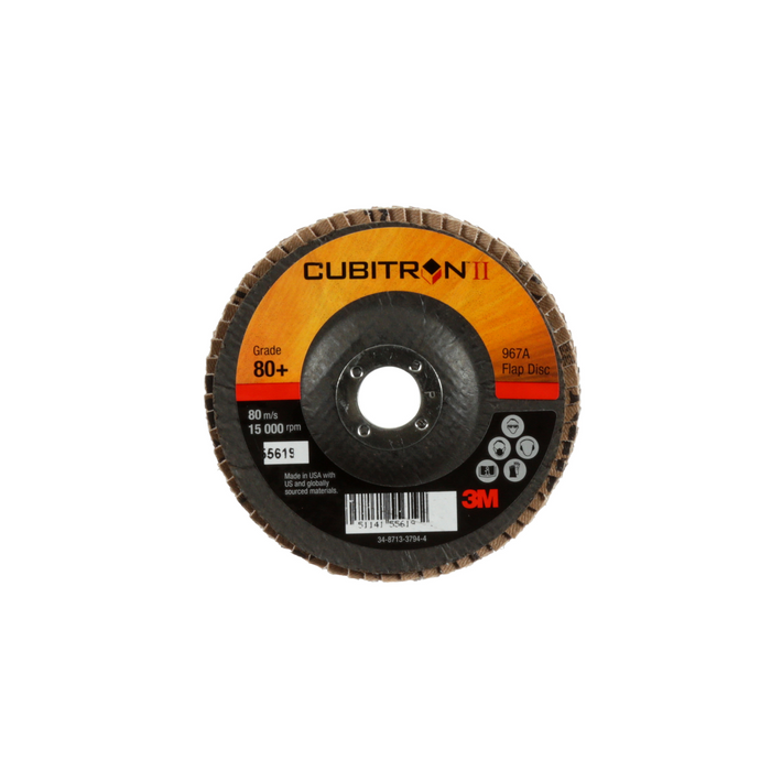 3M Cubitron II Flap Disc 967A, 80+, T29, 4 in x 5/8 in
