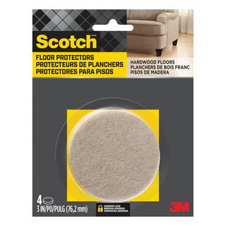 Scotch Round Felt Pads SP808-NA, Beige, 3 in