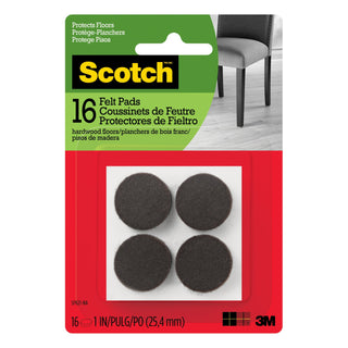 Scotch Round Felt Pads SP821-NA, Brown, 1 in