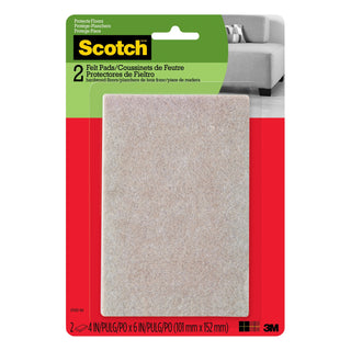 Scotch Rectangle Felt Pads SP800-NA, Beige, 4 in x 6 in