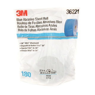 3M Stikit Blue Abrasive Sheet Roll, 36221, 180, 2-3/4 in x 30 yd