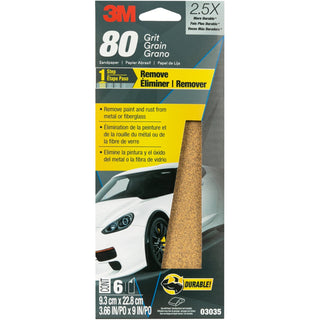 3M Sandpaper, 03035, 80 Grit, 3 2/3 in x 9 in