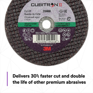 3M Cubitron II Cut-Off Wheel, 33460, 100 mm x 1 mm x 9.53 mm