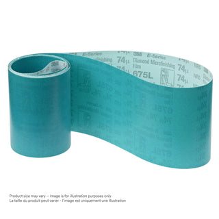 3M Diamond Microfinishing Film Belt 675L, 74 Mic 6MIL, Teal, 1 in x 64in