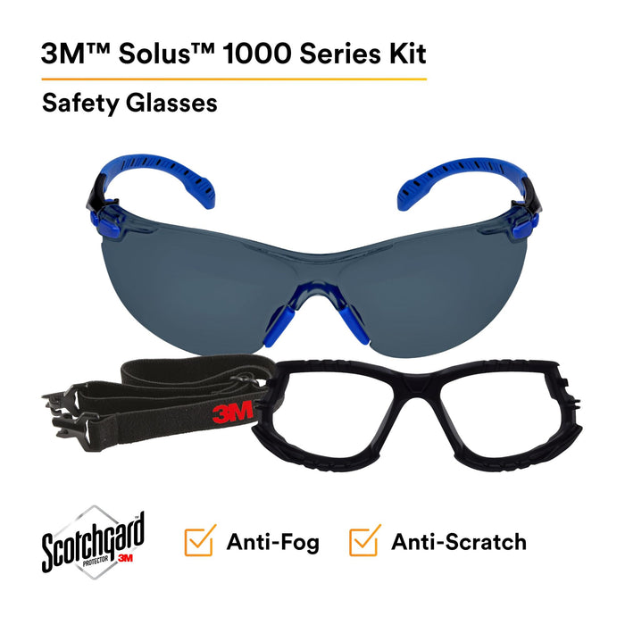 3M Solus 1000-Series S1102SGAF-KT Foam Strap, Black/Blue