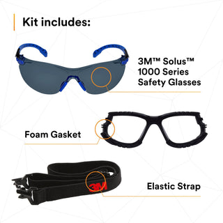 3M Solus 1000-Series S1102SGAF-KT Foam Strap, Black/Blue