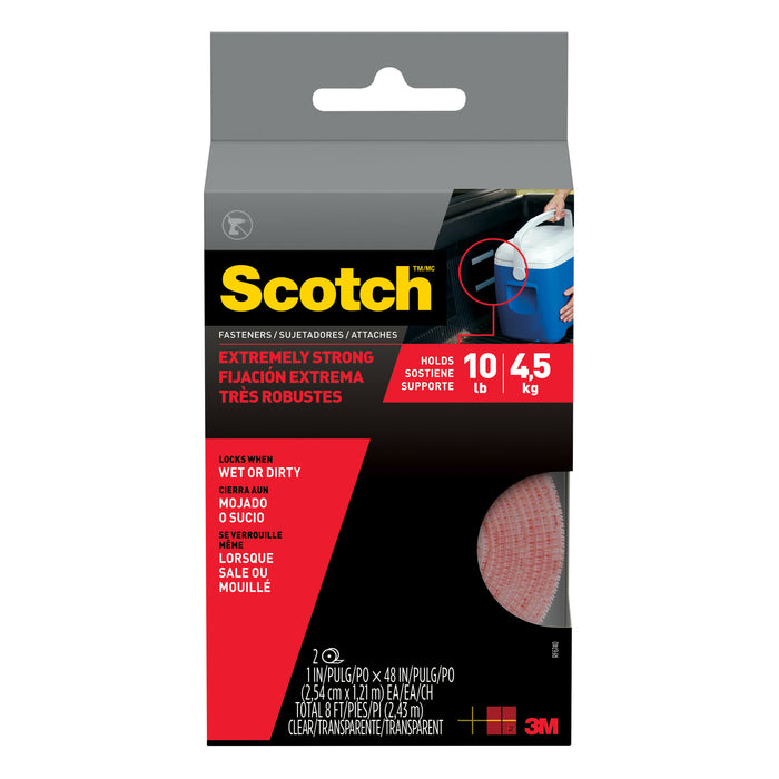 Scotch Extreme Fasteners RF6740, 1 in x 4 ft (25.4 mm x 1.21 m), Clear, 2 Rolls