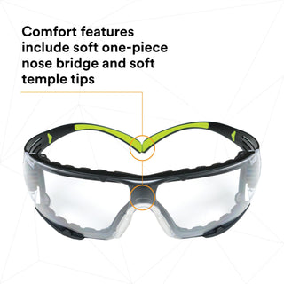 3M SecureFit Safety Glasses SF401AF-FM, Foam, Clear Anti-fog Lens