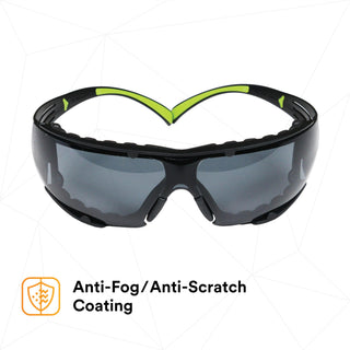 3M SecureFit Protective Eyewear SF402AF-FM, Foam, Grey Anti-fog Lens