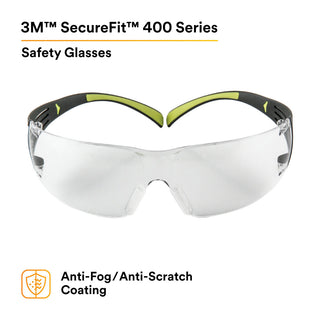 3M SecureFit Protective Eyewear SF401AF, Clear Anti-fog Lens