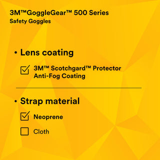 3M GoggleGear 500-Series GG501NSGAF Clear Scotchgard Anti-fog lens