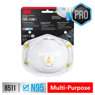 3M Sanding and Fiberglass Valved Respirator 8511H2-DC-PS, 2 ea/pk