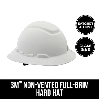 3M Full-Brim Non-Vented Hard Hat with Ratchet Adjustment,CHH-FB-R-W6-PS