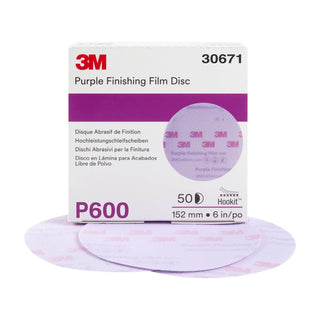 3M Hookit Purple Finishing Film Abrasive Disc 260L, 30671, 6 in, P600