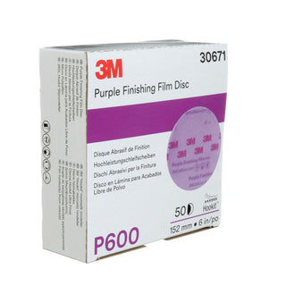 3M Hookit Purple Finishing Film Abrasive Disc 260L, 30671, 6 in, P600