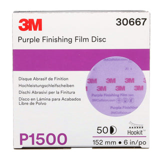 3M Hookit Purple Finishing Film Abrasive Disc 260L, 30667, 6 in,P1500