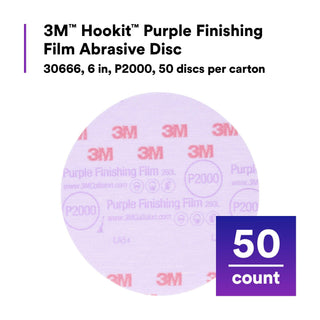 3M Hookit Purple Finishing Film Abrasive Disc 260L, 30666, 6 in,
P2000