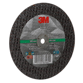 3M Silver Cut-Off Wheel, 87460, T1, 4 in x .035 in x 1/4 in