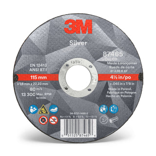 3M Silver Cut-Off Wheel, 87465, T1, 4.5 in x .045 in x 7/8 in