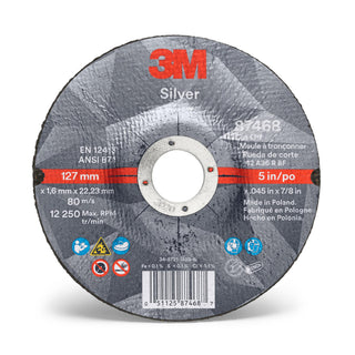 3M Silver Cut-Off Wheel, 87468, T27, 5 in x .045 in x 7/8 in