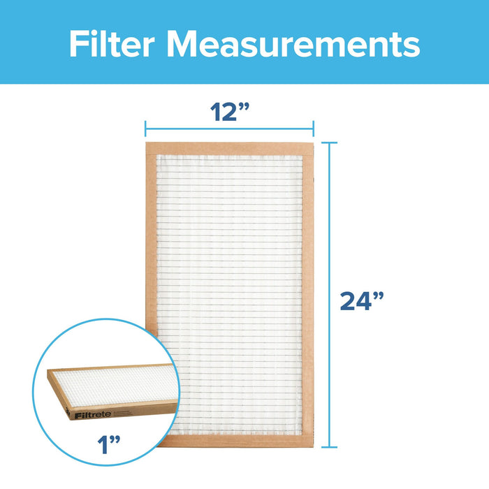 Filtrete Basic Pleated Air Filter, FBA20CI-3PK-2, 12 in x 24 in x 1 in