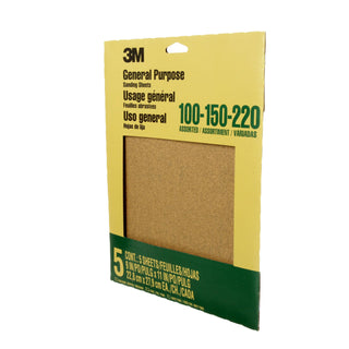 3M Aluminum Oxide Sandpaper Assorted Grit, 9005NA, 9 in x 11 in