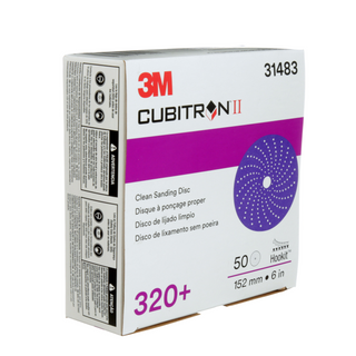 3M Cubitron II Hookit Clean Sanding Abrasive Disc, 31483, 6 in, 320+
grade