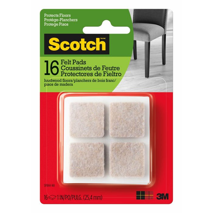Scotch Felt Pads Square, SP844-NA, 1 inch, Beige