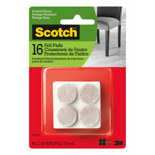 Scotch Round Felt Pads, SP805-NA, 3/4 in, Beige