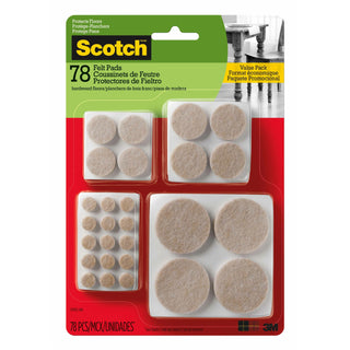 Scotch Round Felt Pads, SP855-NA, Multi Pack, Beige, 78pk