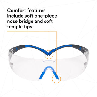 3M SecureFit Safety Glasses SF401SGAF-BLU, Blue/Gray