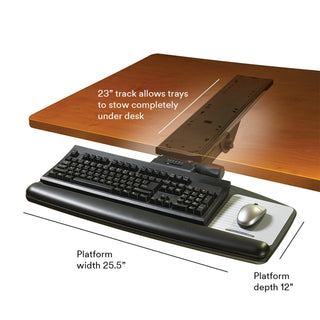 3M Easy Adjust Keyboard Tray with Standard Keyboard and Mouse Platform