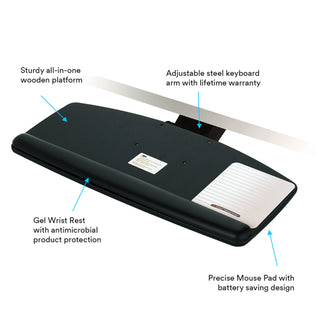 3M Easy Adjust Keyboard Tray with Standard Keyboard and Mouse Platform