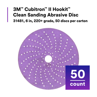 3M Cubitron II Hookit Clean Sanding Abrasive Disc, 31481, 6 in, 220+
grade