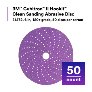 3M Cubitron II Hookit Clean Sanding Abrasive Disc, 31372, 6 in, 120+
grade