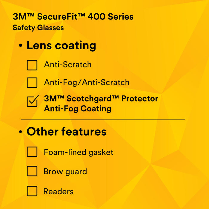 3M SecureFit Safety Glasses SF402SGAF-BLU, Blue/Gray