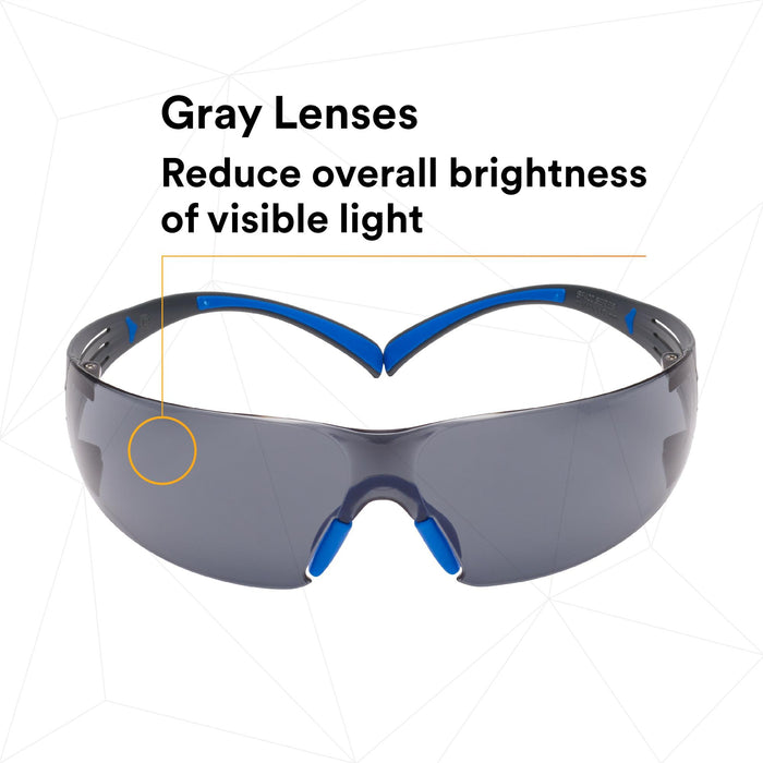 3M SecureFit Safety Glasses SF402SGAF-BLU, Blue/Gray