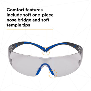 3M SecureFit Safety Glasses SF407SGAF-BLU, Blue/Gray