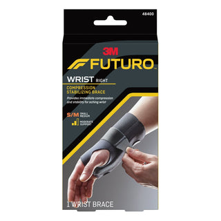 FUTURO Compression Stabilizing Wrist Brace, 48400ENR, Right Hand,Small/Medium