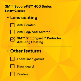 3M SecureFit Safety Glasses SF403SGAF-YEL, Yellow/Black