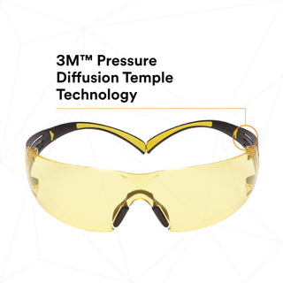 3M SecureFit Safety Glasses SF403SGAF-YEL, Yellow/Black